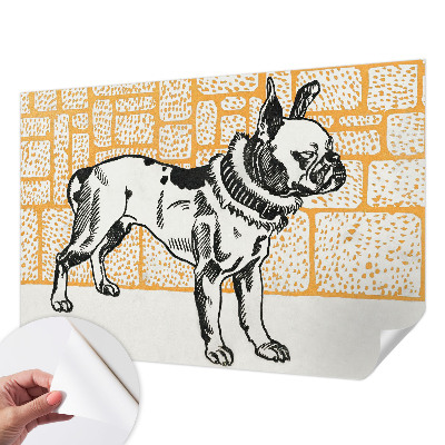 Papel mural con patrón decorativo Perro retro