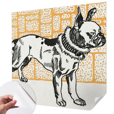 Papel mural con patrón decorativo Perro retro
