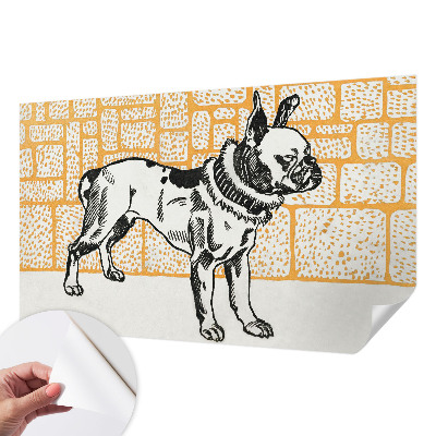 Papel mural con patrón decorativo Perro retro