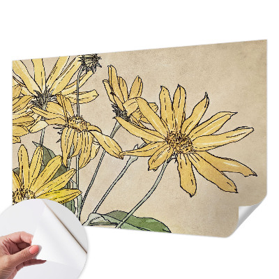 Papel mural con patrón decorativo con diseño de flores pintadas en acuarela