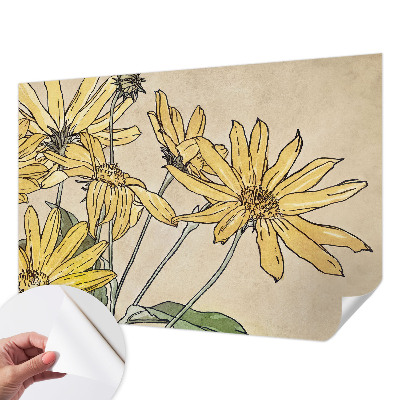 Papel mural con patrón decorativo con diseño de flores pintadas en acuarela