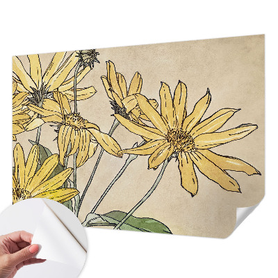 Papel mural con patrón decorativo con diseño de flores pintadas en acuarela