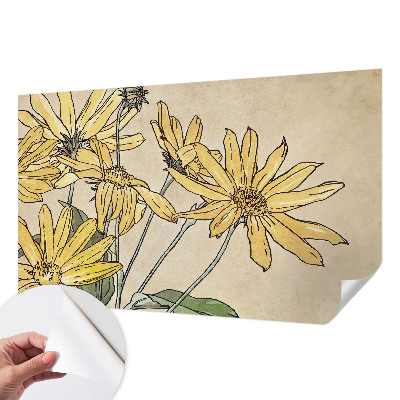 Papel mural con patrón decorativo con diseño de flores pintadas en acuarela