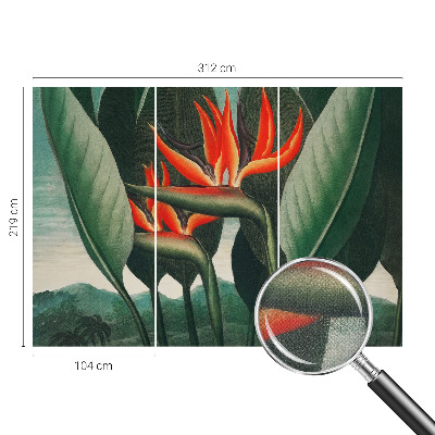 Fotomural decorativo para cabecero de cama con diseño de flores exóticas