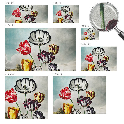 Mural de pared con estampado hermoso tulipanes coloridos