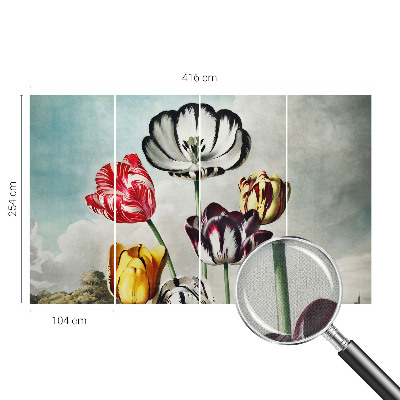 Mural de pared con estampado hermoso tulipanes coloridos