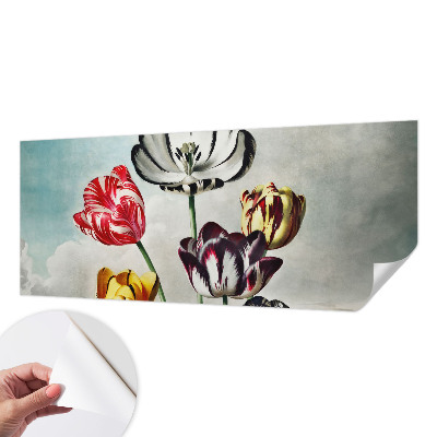 Mural de pared con estampado hermoso tulipanes coloridos