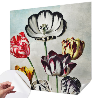 Mural de pared con estampado hermoso tulipanes coloridos