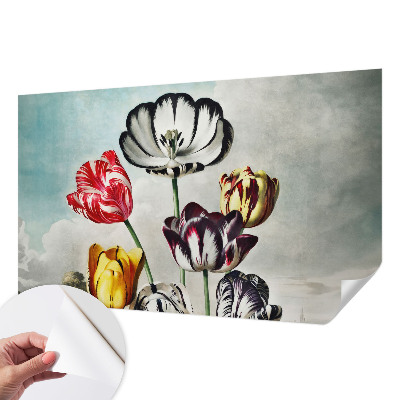 Mural de pared con estampado hermoso con tulipanes coloridos