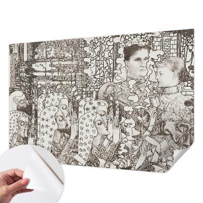 Papel mural texturado decorativo con diseños de retratos florales