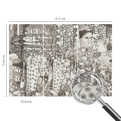 Papel mural texturado decorativo con diseños de retratos florales