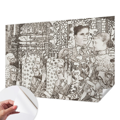 Papel mural texturado decorativo con diseños de retratos florales