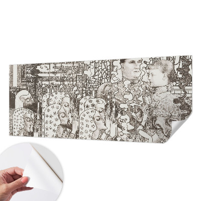 Papel mural texturado decorativo con diseños de retratos florales