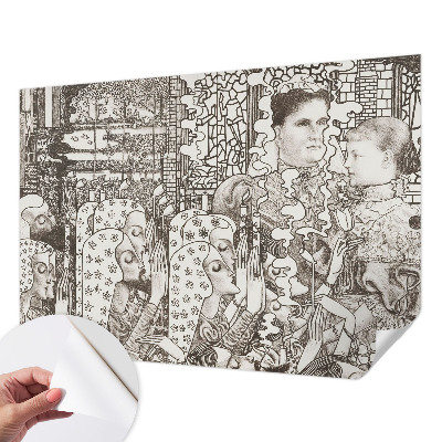 Papel mural texturado decorativo con diseños de retratos florales