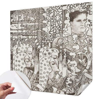 Papel mural texturado decorativo con diseños de retratos florales