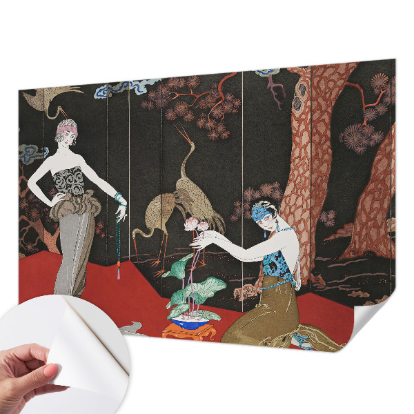 Papel mural texturado decorativo con una escena elegante