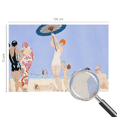 Fotomural decorativo para cabecero de cama con diseño de playa retro