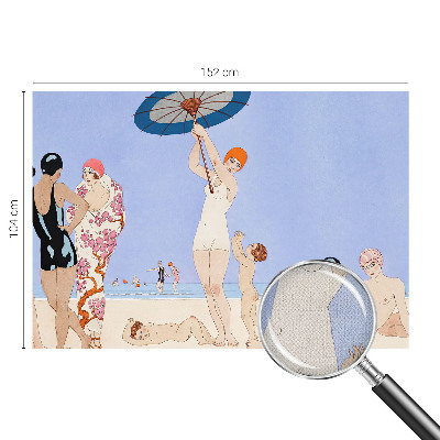 Fotomural decorativo para cabecero de cama con diseño de playa retro