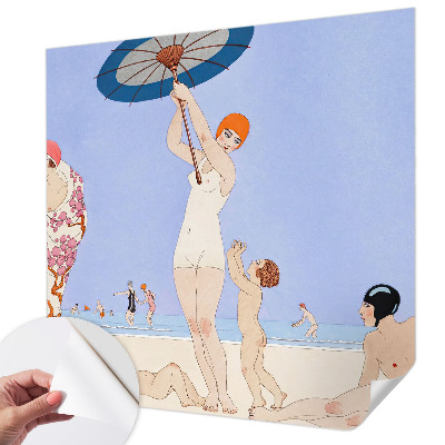 Fotomural decorativo para cabecero de cama Playa retro