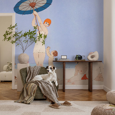 Fotomural decorativo para cabecero de cama Playa retro