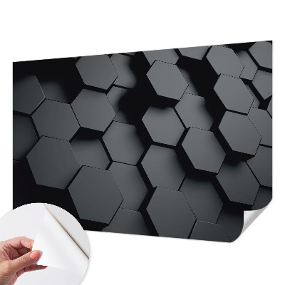 Papel mural texturado decorativo hexágonos 3D