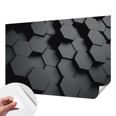 Papel mural texturado decorativo con diseño de hexágonos 3D