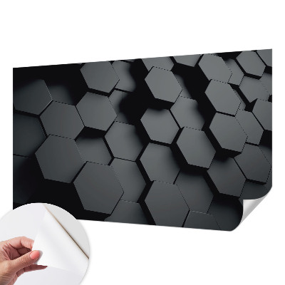 Papel mural texturado decorativo con diseño de hexágonos 3D