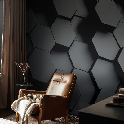 Papel mural texturado decorativo hexágonos 3D