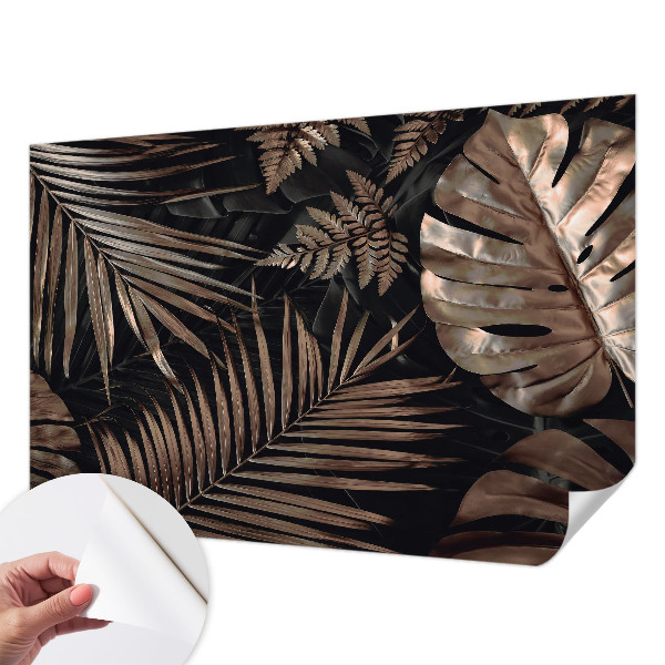 Papel mural con patrón decorativo con motivo de hojas exóticas