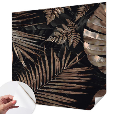 Papel mural con patrón decorativo con motivo de hojas exóticas
