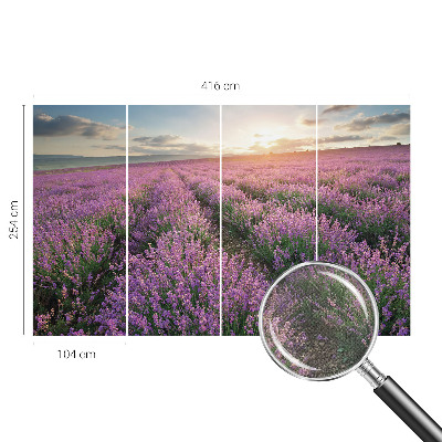 Mural de pared con estampado hermoso con motivo de campos de lavanda
