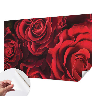 Papel mural texturado decorativo con estampado de rosas rojas