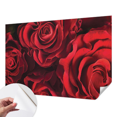 Papel mural texturado decorativo con estampado de rosas rojas