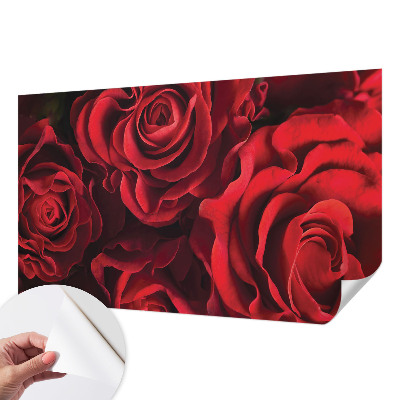 Papel mural texturado decorativo con estampado de rosas rojas