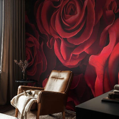 Papel mural texturado decorativo rosas rojas