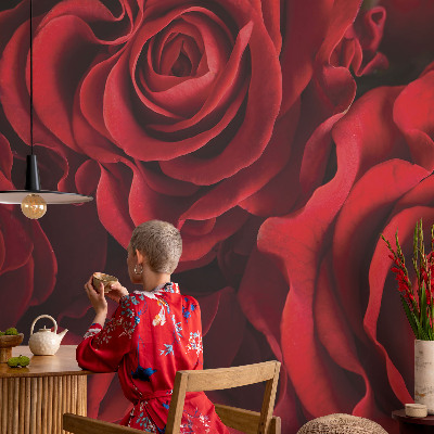 Papel mural texturado decorativo rosas rojas
