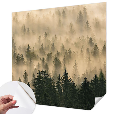 Mural de pared con estampado hermoso con motivo de niebla en un bosque