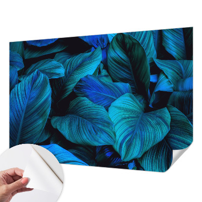 Papel mural texturado decorativo hojas azules