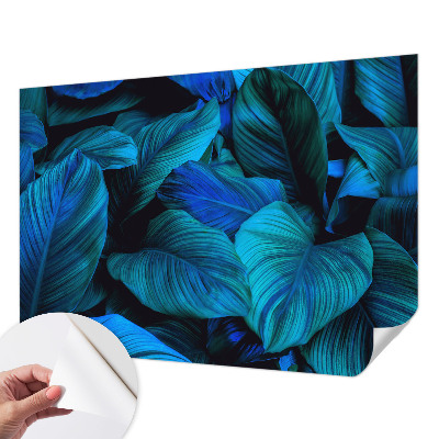 Papel mural texturado decorativo hojas azules