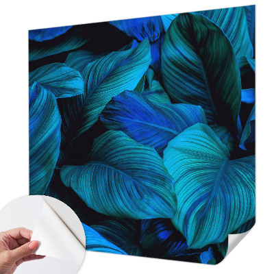 Papel mural texturado decorativo con hojas azules