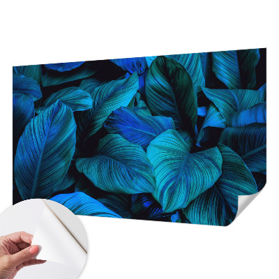 Papel mural texturado decorativo hojas azules