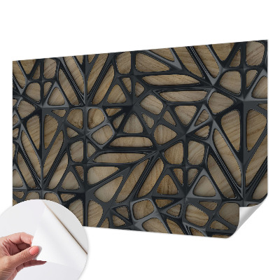Fotomural decorativo para cabecero de cama con diseño de red de madera