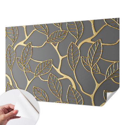 Papel mural texturado decorativo con hojas elegantes como motivo