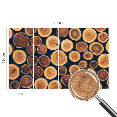 Papel mural con patrón decorativo círculos de madera