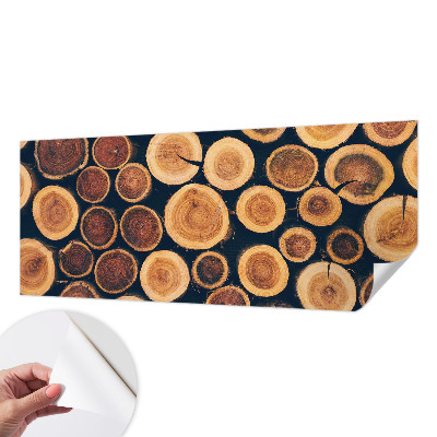 Papel mural con patrón decorativo círculos de madera