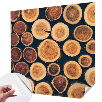 Papel mural con patrón decorativo círculos de madera