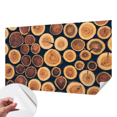 Papel mural con patrón decorativo círculos de madera
