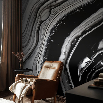 Papel mural con patrón decorativo Ondas monocromáticas