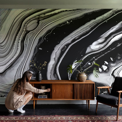 Papel mural con patrón decorativo Ondas monocromáticas