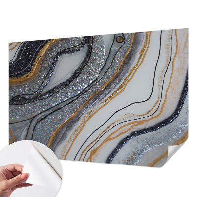Fotomural decorativo para cabecero de cama con diseño de olas de piedra